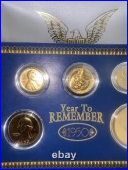 5 1950 A Year To Remember Historic Society Mint Coins 24 Kt. Gold Rare Vintage