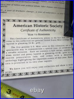 5 1950 A Year To Remember Historic Society Mint Coins 24 Kt. Gold Rare Vintage