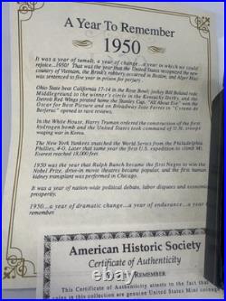 5 1950 A Year To Remember Historic Society Mint Coins 24 Kt. Gold Rare Vintage