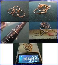 5.8 g GOLD solid 12kt puzzle ring. 8.25 ring size about 18mm in diameter