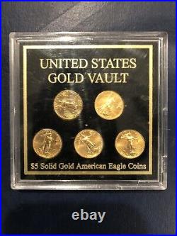 $5 Solid Gold American Eagle 5 Coin Collector's Set U. S. Vault