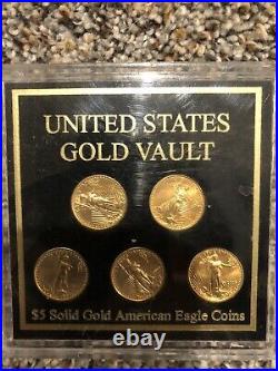 $5 Solid Gold American Eagle 5 Coin Collector's Set U. S. Vault