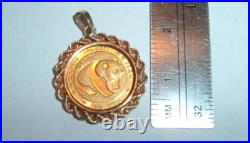 5 Yuan 1983 Solid 999 Panda 1/20 Coin 14k Gold Bezel Pendant For Chain Necklace 5 Yuan 1983 Solid 999 Panda 1/20 Coin 14k Gold Bezel Pendant For Chain Necklace