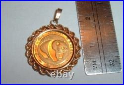 5 Yuan 1983 Solid 999 Panda 1/20 Coin 14k Gold Bezel Pendant For Chain Necklace 5 Yuan 1983 Solid 999 Panda 1/20 Coin 14k Gold Bezel Pendant For Chain Necklace