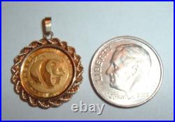 5 Yuan 1983 Solid 999 Panda 1/20 Coin 14k Gold Bezel Pendant For Chain Necklace 5 Yuan 1983 Solid 999 Panda 1/20 Coin 14k Gold Bezel Pendant For Chain Necklace