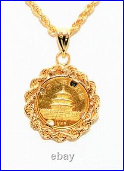 5 Yuan Panda Coin Necklace 14K Solid Gold Pendant Panda Necklace Panda Coin