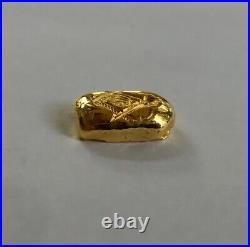 5 g GOLD. 9999 FreeMason hand poured gold bar Five grams 99.99% pure solid gold