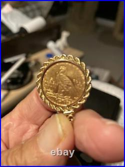 $5 indian head eagle pendant coin with 10k solid gold 24 Inch rope chain