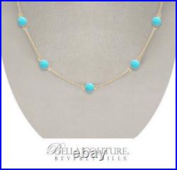 $695 New 18k 24 Turquoise Persian Rose Cut Vtg Chain 14k Solid Gold Necklace