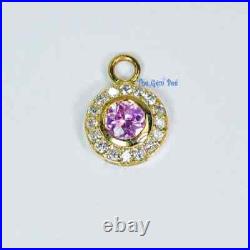 6.3mm 14K solid Yellow Gold Diamond Natural Baby Pink Sapphire Round Coin Shape