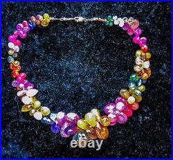 $8,000 14k &18K SOLID GOLD 222Ct RARE NATURAL UMBA SAPPHIRE NECKLACE! Handmade