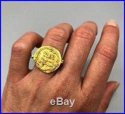 8th-9th century AD Solid Gold Ring with Abbasid Caliphate Dinar Coin