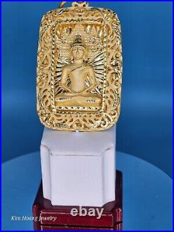 9999 Solid 24k 3D Buddha Pendant 3 109.3 Grams Handmade Thailand Combodian Rare