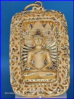 9999 Solid 24k 3D Buddha Pendant 3 109.3 Grams Handmade Thailand Combodian Rare