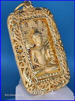 9999 Solid 24k 3D Buddha Pendant 3 109.3 Grams Handmade Thailand Combodian Rare