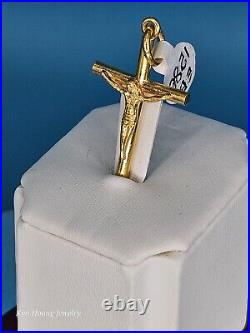 9999 Solid 24k 3D Cross 1.25 Pendant 5.7 Grams Handmade Diamond Cut Jesus God