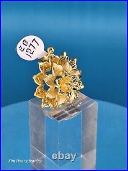 9999 Solid 24k 3D Round Flower 1 Pendant 6.2 Grams Handmade Custom Diamond Cut