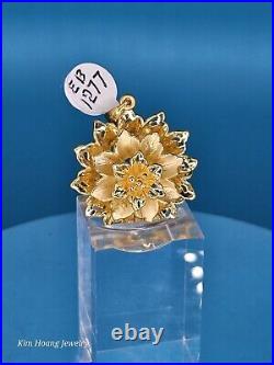 9999 Solid 24k 3D Round Flower 1 Pendant 6.2 Grams Handmade Custom Diamond Cut