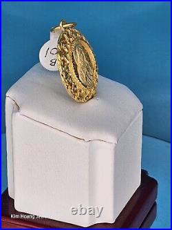 9999 Solid 24k Gold 1 3D Round Mary Pendant 10.5 Grams Handmade Jesus Christ