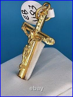 9999 Solid 24k Gold 1.5 3D Cross Jesus God Christ Pendant 11.2 Grams Handmade