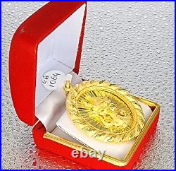 9999 Solid 24k Gold 1.5 Round Dragon Pendant 37.2 Grams Custom Handmade