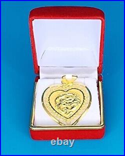 9999 Solid 24k Gold 2 Heart Dragon Pendant 7.4 Grams Handmade Custom