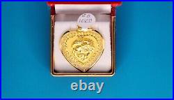 9999 Solid 24k Gold 2 Heart Dragon Pendant 7.4 Grams Handmade Custom