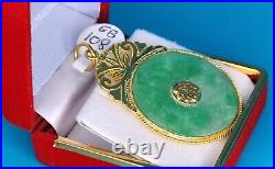 9999 Solid 24k Gold 2 Round Jade Pendant 12.7 Grams Handmade Custom Longevity