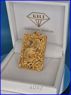 9999 Solid 24k Gold 3D Dragon Pendant 1.5 31 Grams Square Handmade