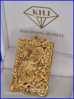9999 Solid 24k Gold 3D Dragon Pendant 1.5 31 Grams Square Handmade