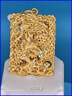 9999 Solid 24k Gold 3D Dragon Pendant 1.5 31 Grams Square Handmade
