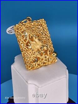 9999 Solid 24k Gold 3D Dragon Pendant 1.5 31 Grams Square Handmade