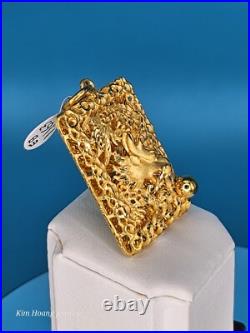 9999 Solid 24k Gold 3D Dragon Pendant 1.5 31 Grams Square Handmade