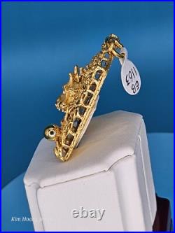 9999 Solid 24k Gold 3D Dragon Pendant 1.5 31 Grams Square Handmade
