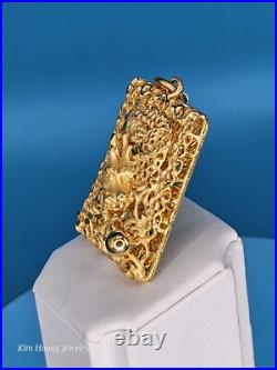 9999 Solid 24k Gold 3D Dragon Pendant 1.5 31 Grams Square Handmade