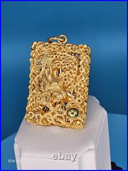 9999 Solid 24k Gold 3D Dragon Pendant 1.5 31 Grams Square Handmade