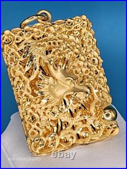 9999 Solid 24k Gold 3D Dragon Pendant 1.5 31 Grams Square Handmade