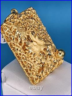 9999 Solid 24k Gold 3D Dragon Pendant 1.5 31 Grams Square Handmade