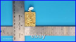 9999 Solid 24k Gold 3D Dragon Pendant 1.5 31 Grams Square Handmade