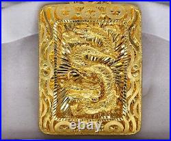 9999 Solid 24k Gold 3 Square Dragon Pendant 75.5 Grams Custom Handmade