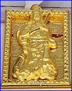9999 Solid 24k Gold Square Saint Guan Yu Pendant 19.2 Grams Handmade Custom