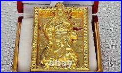 9999 Solid 24k Gold Square Saint Guan Yu Pendant 19.2 Grams Handmade Custom