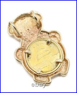 999 5 Yuan Panda Coin in 14KT Solid Yellow Gold Bear Coin Charm Pendant 5.7g