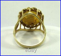 999 Panda 5 Yuan 1/20 OZ Solid Gold Coin in 12K Rope Bezel Ring Size 7.75 #R650