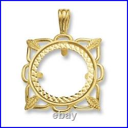 9ct Gold Fancy Square Half Coin Mount Necklace