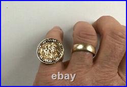 9ct Gold Ring mounted with a 22ct Solid Gold Bullion Full Sovereign 13.0g