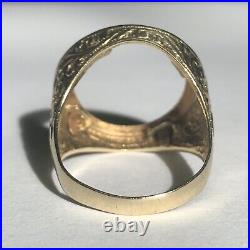 9ct Half Unique Sovereign Coin Ring Mount Size T 5.9 Grams Solid