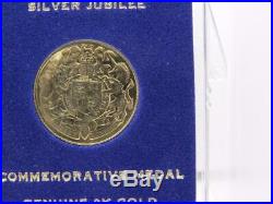 9ct Solid Gold Commemorative Coin 1977 ER11 Silver Jubilee Original Box Free p&p