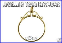9ct YELLOW GOLD PENDANT COIN MOUNT 1/10 KRUGERRAND