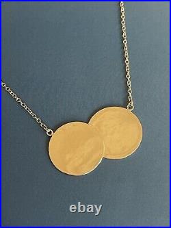 9ct Yellow Gold Two Coin Necklace Solid 8g Double UK Hallmark 375 Sovereign